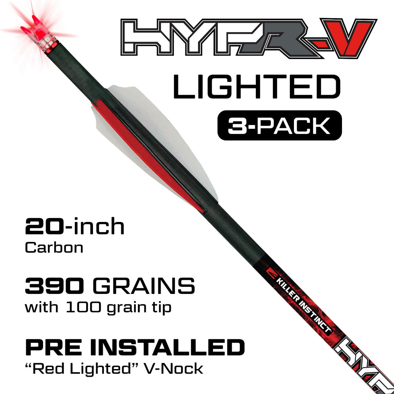 Killer Instinct Hypr-V 20" Lighted Bolts .003 3 pk